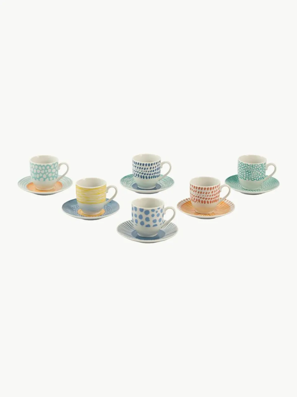 Villa D'Este Home Tivoli Espressotassen Marea mit Untertassen, 6er-Set