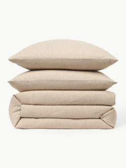 Westwing Collection Flanell-Bettdeckenbezug Javon mit feinen Streifen