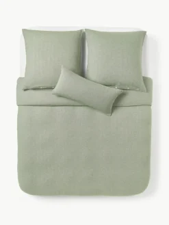 Westwing Collection Flanell-Bettdeckenbezug Wanda mit Fischgrätmuster