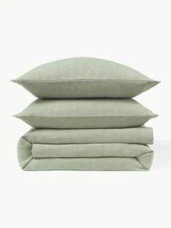 Westwing Collection Flanell-Bettdeckenbezug Wanda mit Fischgrätmuster
