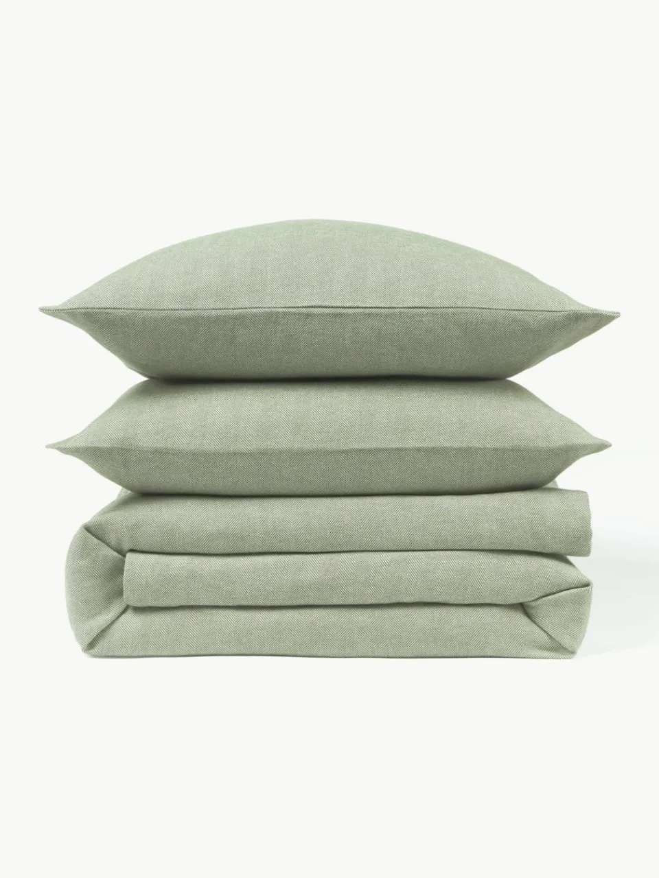 Westwing Collection Flanell-Bettdeckenbezug Wanda mit Fischgrätmuster