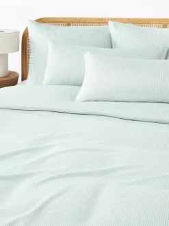 Westwing Collection Flanell-Kopfkissenbezug Javon mit feinen Streifen