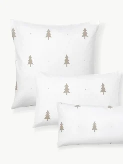 Westwing Collection Flanell-Kopfkissenbezug X-mas Tree mit weihnachtlichem Motiv
