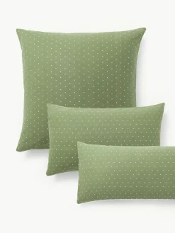 Westwing Collection Flanell-Wendekopfkissenbezug Betty, gepunktet