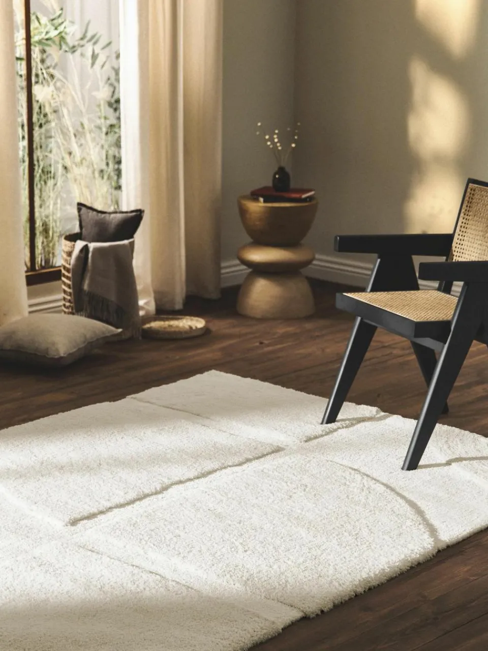 Westwing Collection Flauschiger Hochflor-Teppich Jade mit erhabener Hoch-Tief-Struktur