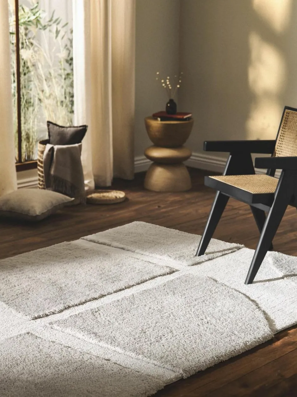 Westwing Collection Flauschiger Hochflor-Teppich Jade mit erhabener Hoch-Tief-Struktur