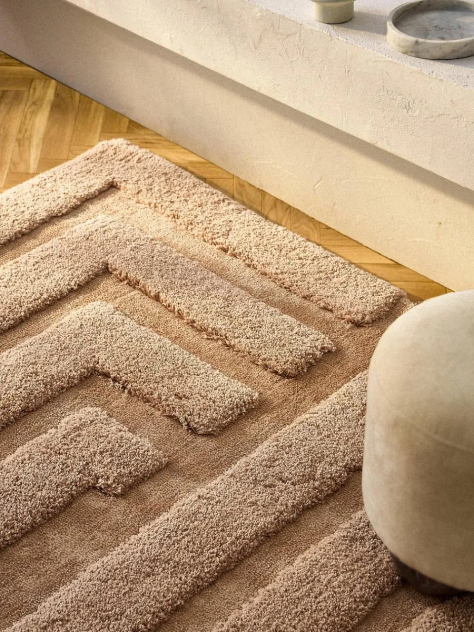 Westwing Collection Flauschiger Hochflor-Teppich Genève mit erhabener Hoch-Tief-Struktur