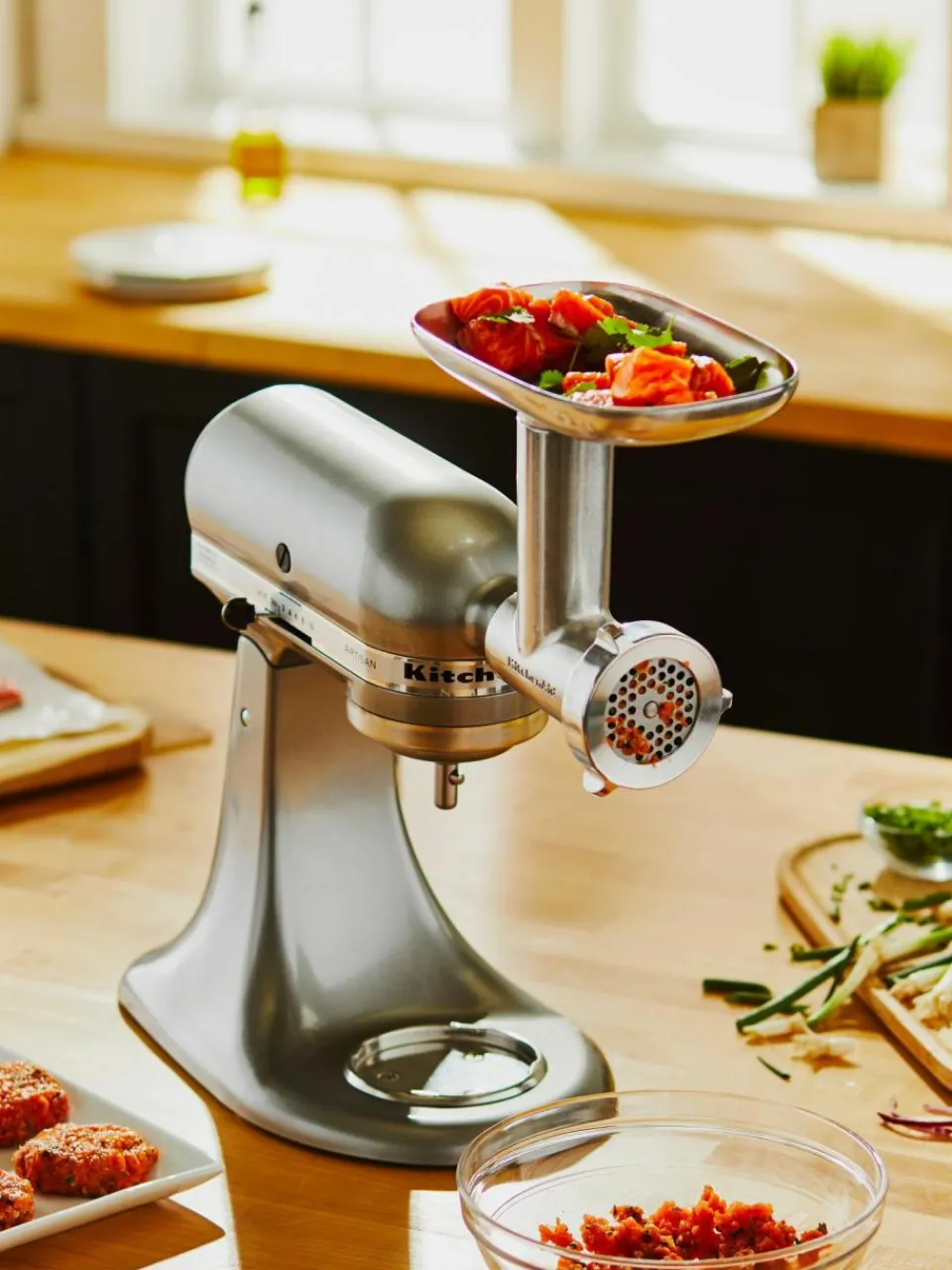 KitchenAid Fleischwolf-Aufsatz aus Metall mit Wurstfüller