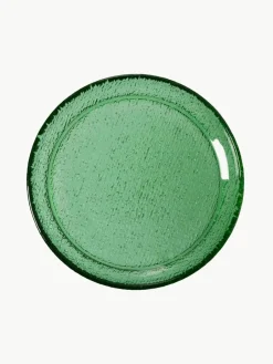 HKLIVING Frühstucksteller The Emeralds aus Glas, 2 Stück