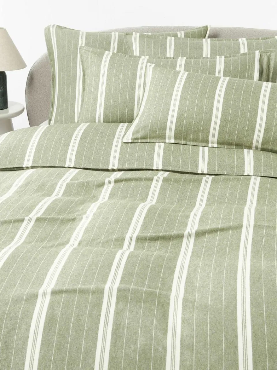 Westwing Collection Gestreifter Flanell-Bettdeckenbezug Belinda