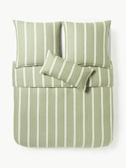 Westwing Collection Gestreifter Flanell-Bettdeckenbezug Belinda