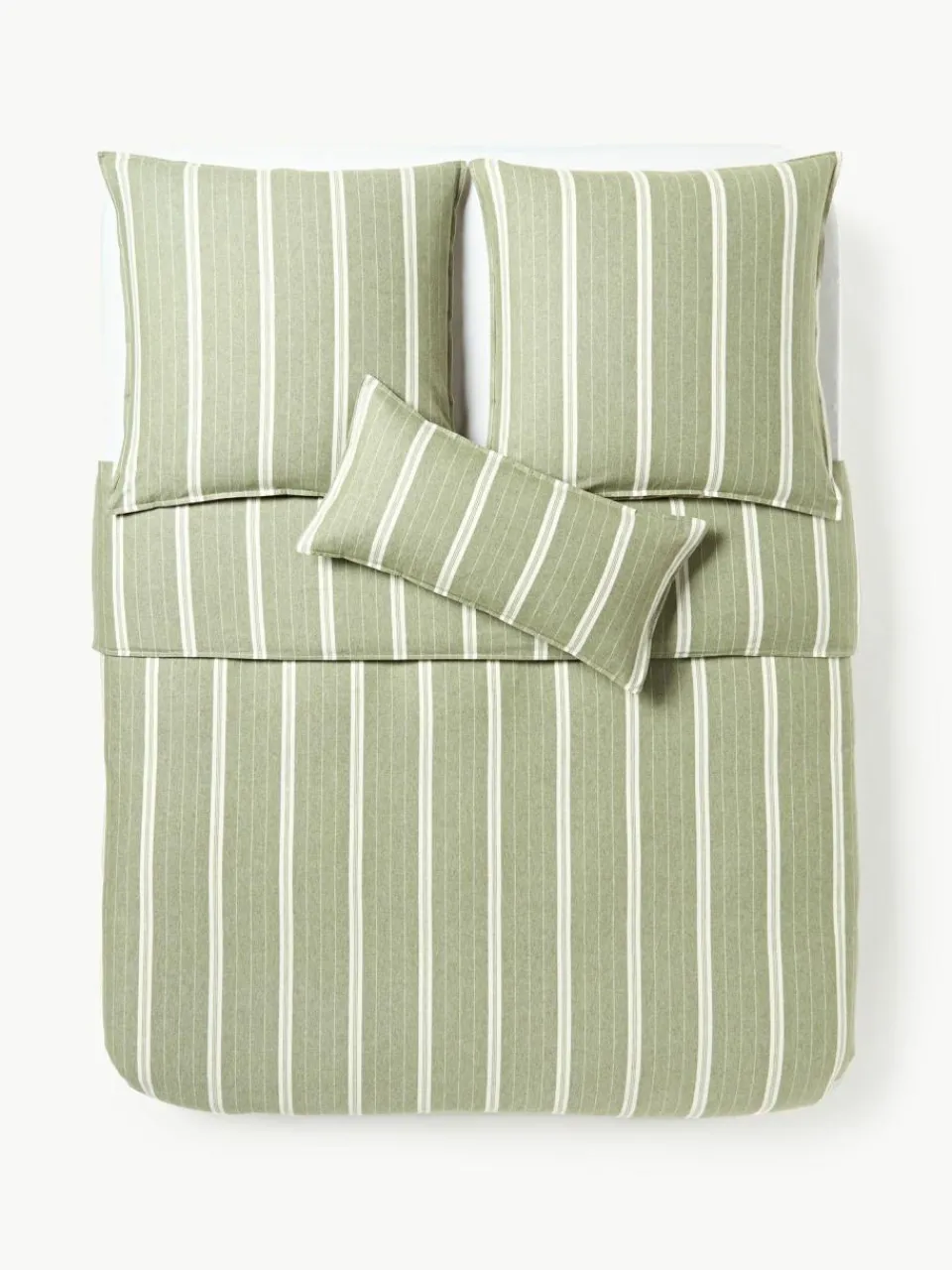 Westwing Collection Gestreifter Flanell-Bettdeckenbezug Belinda