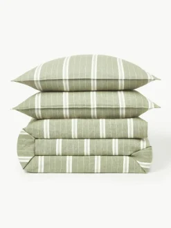 Westwing Collection Gestreifter Flanell-Bettdeckenbezug Belinda