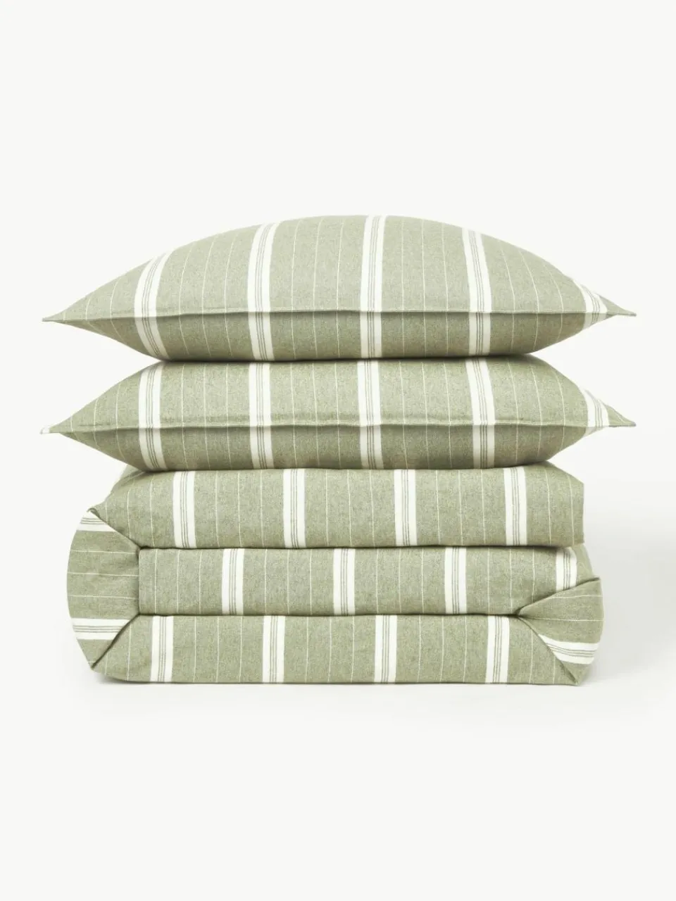Westwing Collection Gestreifter Flanell-Bettdeckenbezug Belinda