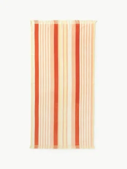 Westwing Collection Gestreiftes Strandtuch Miri mit Fransenabschluss