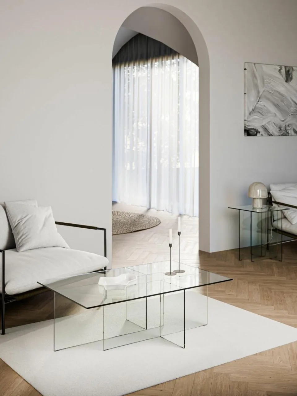 Westwing Collection Glas-Couchtisch Anouk
