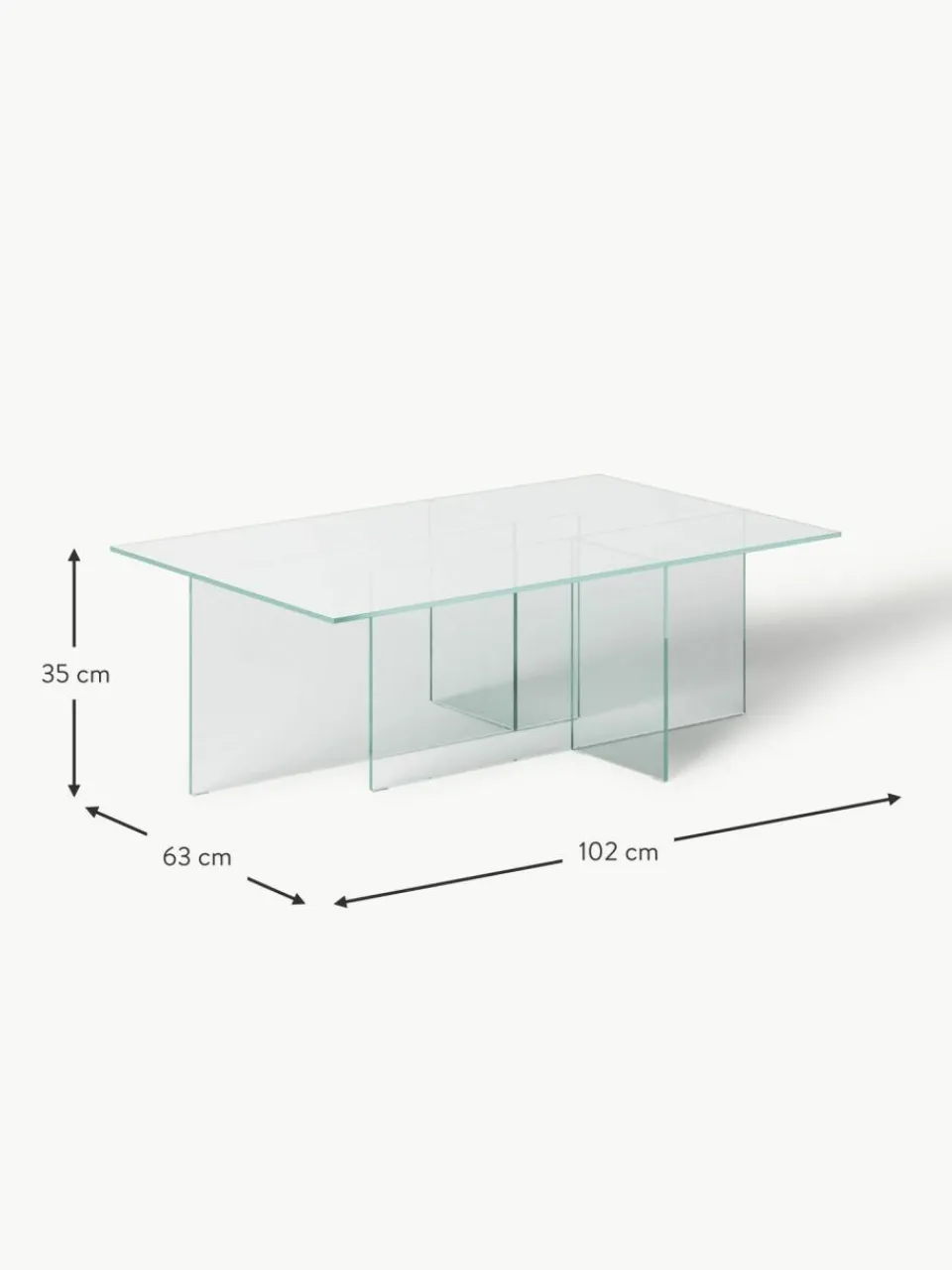 Westwing Collection Glas-Couchtisch Anouk