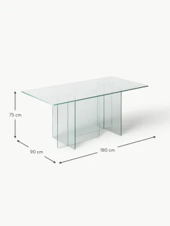 Westwing Collection Glas-Esstisch Anouk, 180 x 90 cm