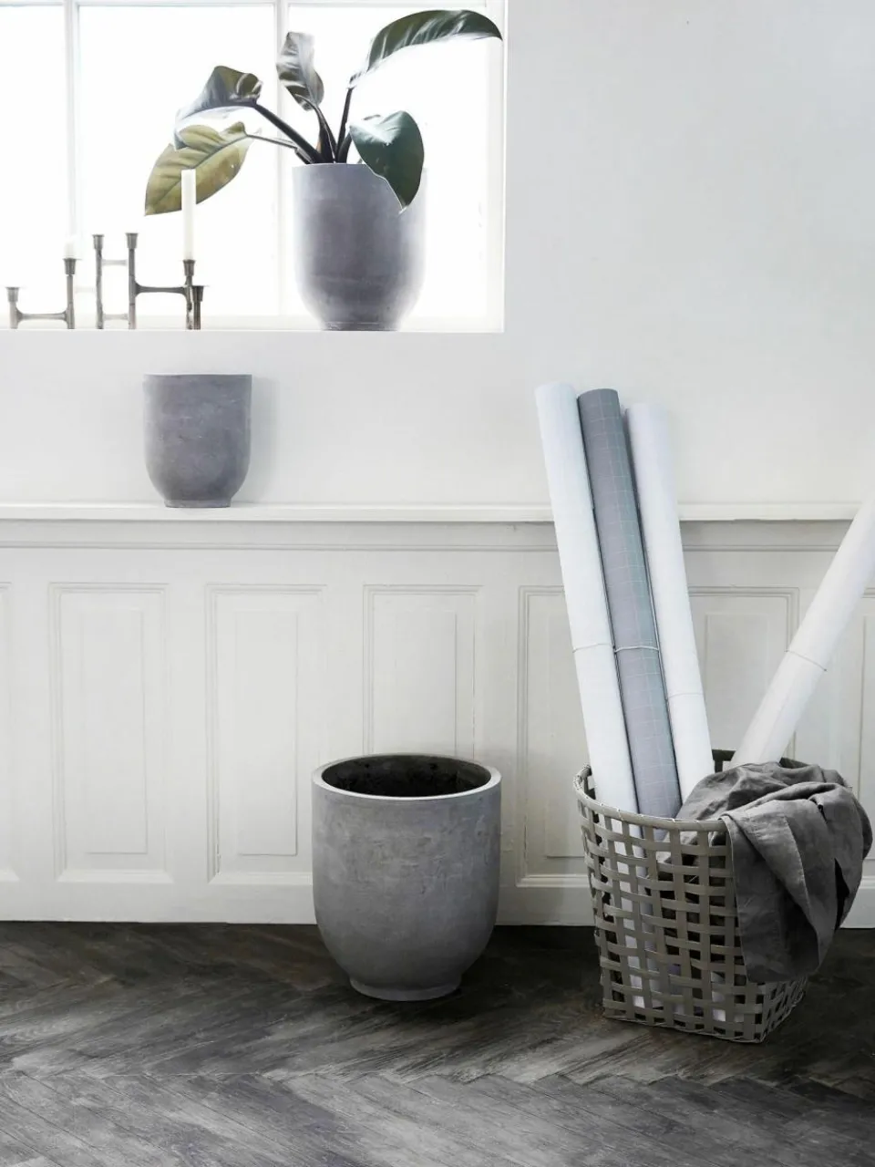House Doctor Große Übertöpfe Gard aus Beton, 3er-Set
