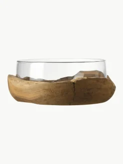 Leonardo Große, handgefertigte Deko-Schale Terra mit Teaksockel Ø 28 cm