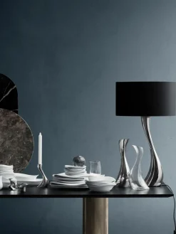 Georg Jensen Große Tischlampe Cobra aus Edelstahl