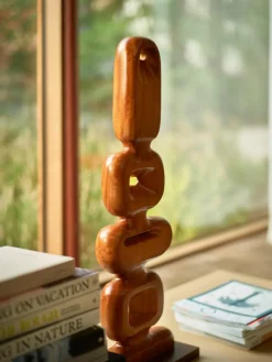 HKLIVING Großes Deko-Objekt Ornament aus Teakholz, handgefertigt