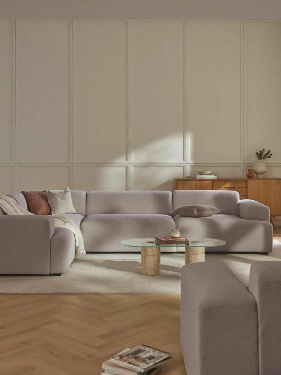 Westwing Collection Großes Ecksofa Melva (4-Sitzer)
