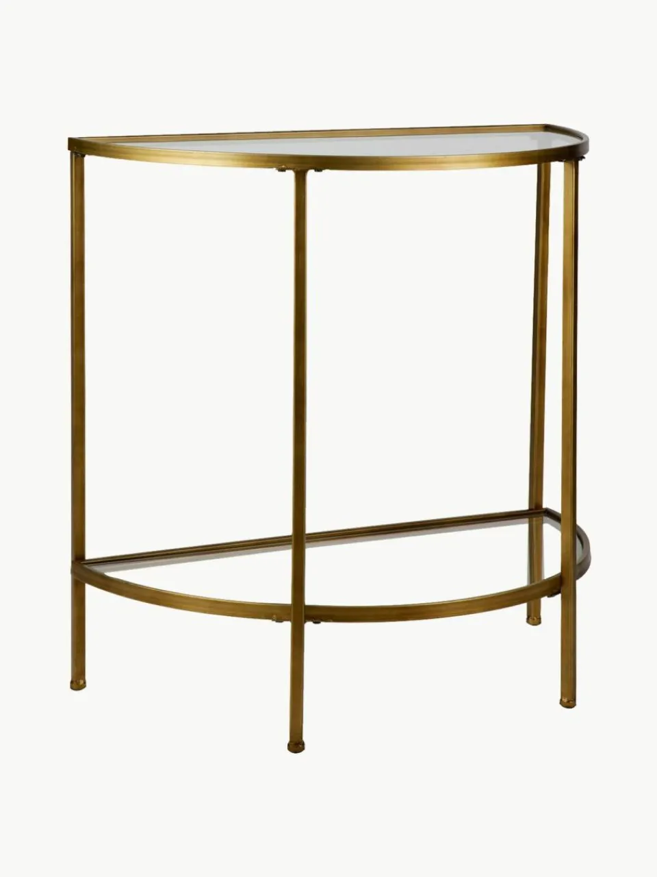 Westwing Halbrunde Glas-Konsole Goddess mit Antik-Finish