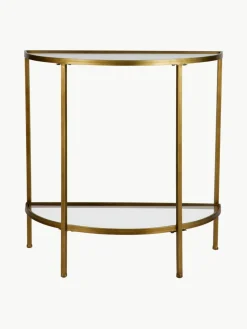 Westwing Halbrunde Glas-Konsole Goddess mit Antik-Finish