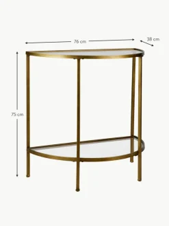 Westwing Halbrunde Glas-Konsole Goddess mit Antik-Finish