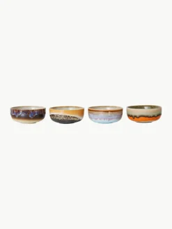 HKLIVING Handbemalte Dipschälchen 70's mit reaktiver Glasur, 4er-Set