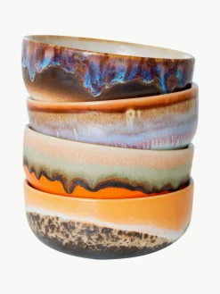 HKLIVING Handbemalte Dipschälchen 70's mit reaktiver Glasur, 4er-Set