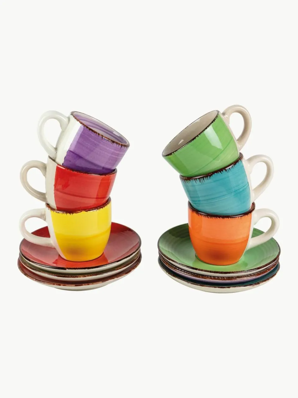 Villa D'Este Home Tivoli Handbemalte Espressotassen Baita mit Untertassen, 6er-Set