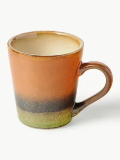 HKLIVING Handbemalte Keramik-Espressotassen 70's mit reaktiver Glasur, 4er-Set