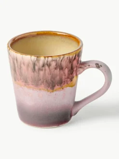 HKLIVING Handbemalte Keramik-Espressotassen 70's mit reaktiver Glasur, 4er-Set