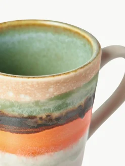 HKLIVING Handbemalte Keramik-Espressotassen 70's mit reaktiver Glasur, 4er-Set