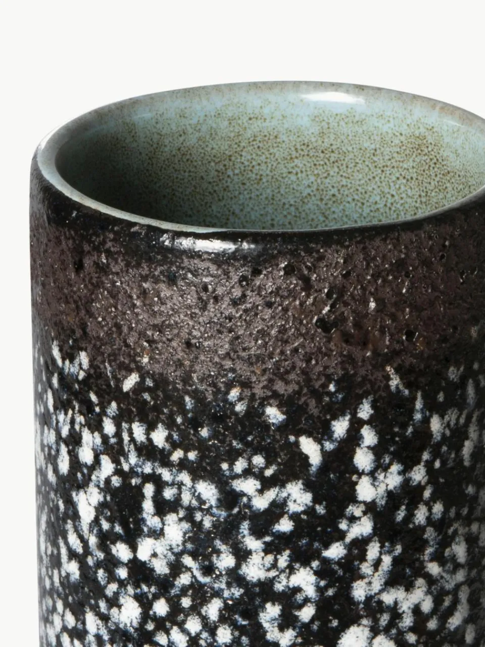 HKLIVING Handbemalte Keramik-Vase 70's mit reaktiver Glasur, H 19 cm