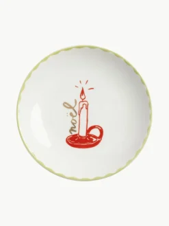 &k amsterdam Handbemalte Kuchenteller Bliss mit weihnachtlichem Design, 4er-Set