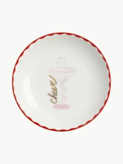 &k amsterdam Handbemalte Kuchenteller Bliss mit weihnachtlichem Design, 4er-Set