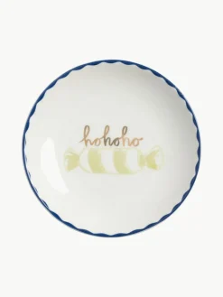 &k amsterdam Handbemalte Kuchenteller Bliss mit weihnachtlichem Design, 4er-Set