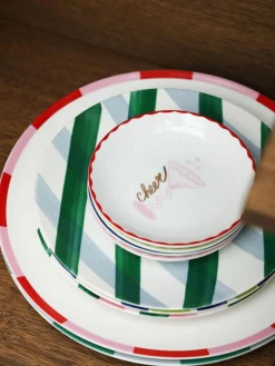 &k amsterdam Handbemalte Kuchenteller Bliss mit weihnachtlichem Design, 4er-Set