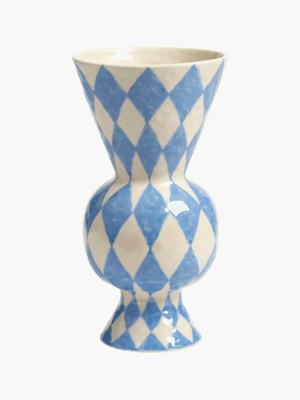 &k amsterdam Handbemalte Vase Rhombic, H 30 cm