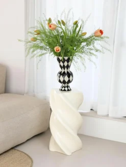 &k amsterdam Handbemalte Vase Rhombic, H 30 cm