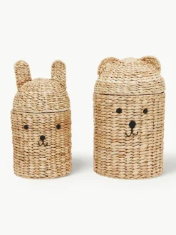 Kinder Oyoy Living Design Handgefertigte Aufbewahrungskörbe Bear & Rabbit mit Deckel, 2er-Set
