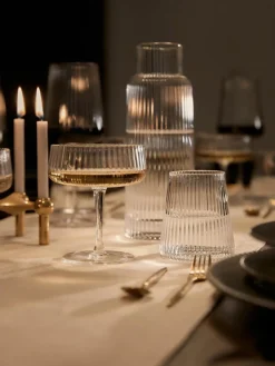 Westwing Collection Handgefertigte Champagnerschalen Cami mit Rillenstruktur, 4 Stück