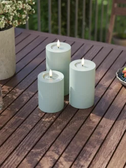 Deluxe Homeart Handgefertigte LED-Kerze Real Flame, H 10 cm