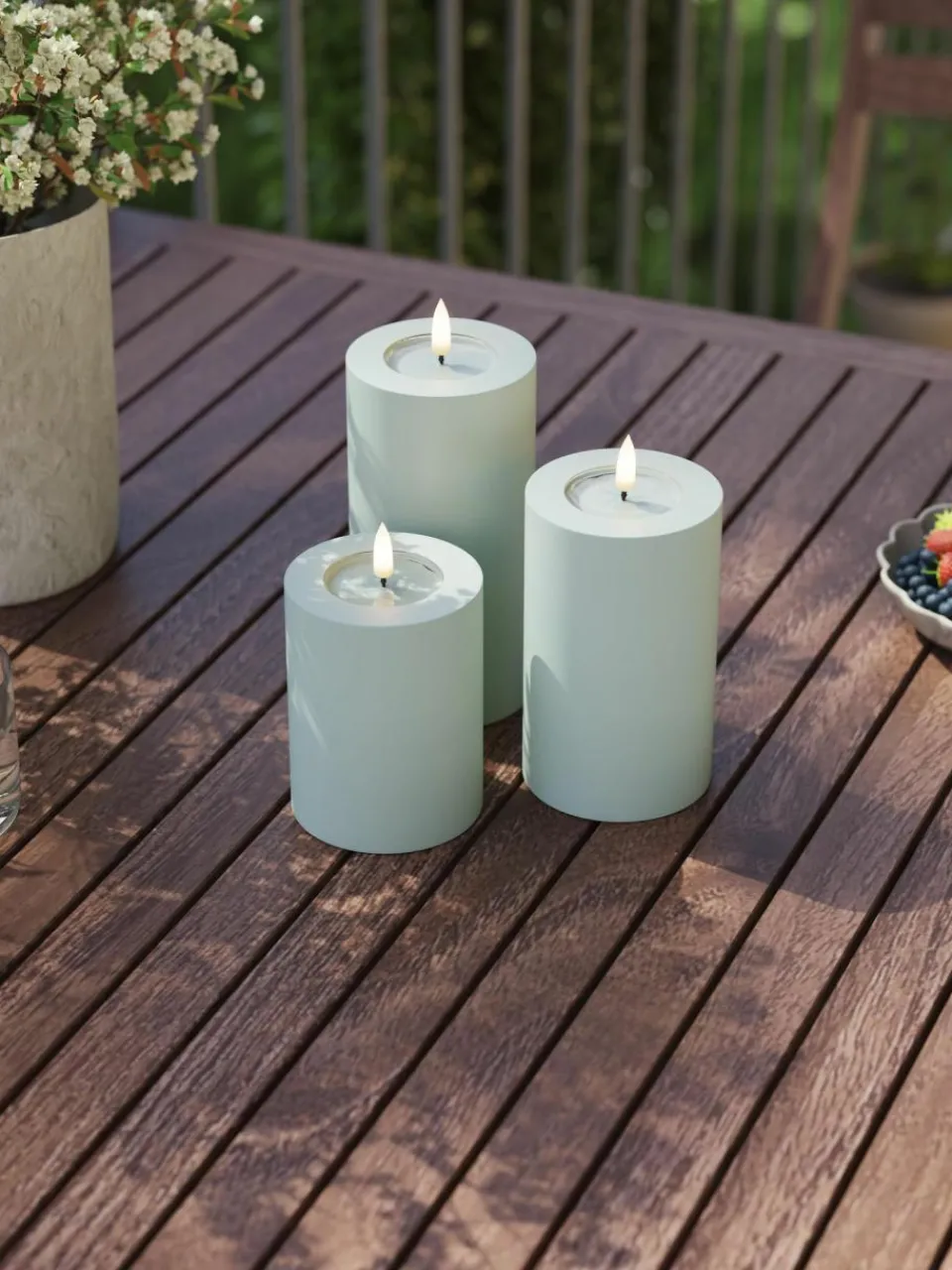 Deluxe Homeart Handgefertigte LED-Kerze Real Flame, H 10 cm