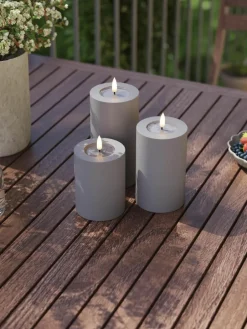 Deluxe Homeart Handgefertigte LED-Kerze Real Flame, H 15 cm