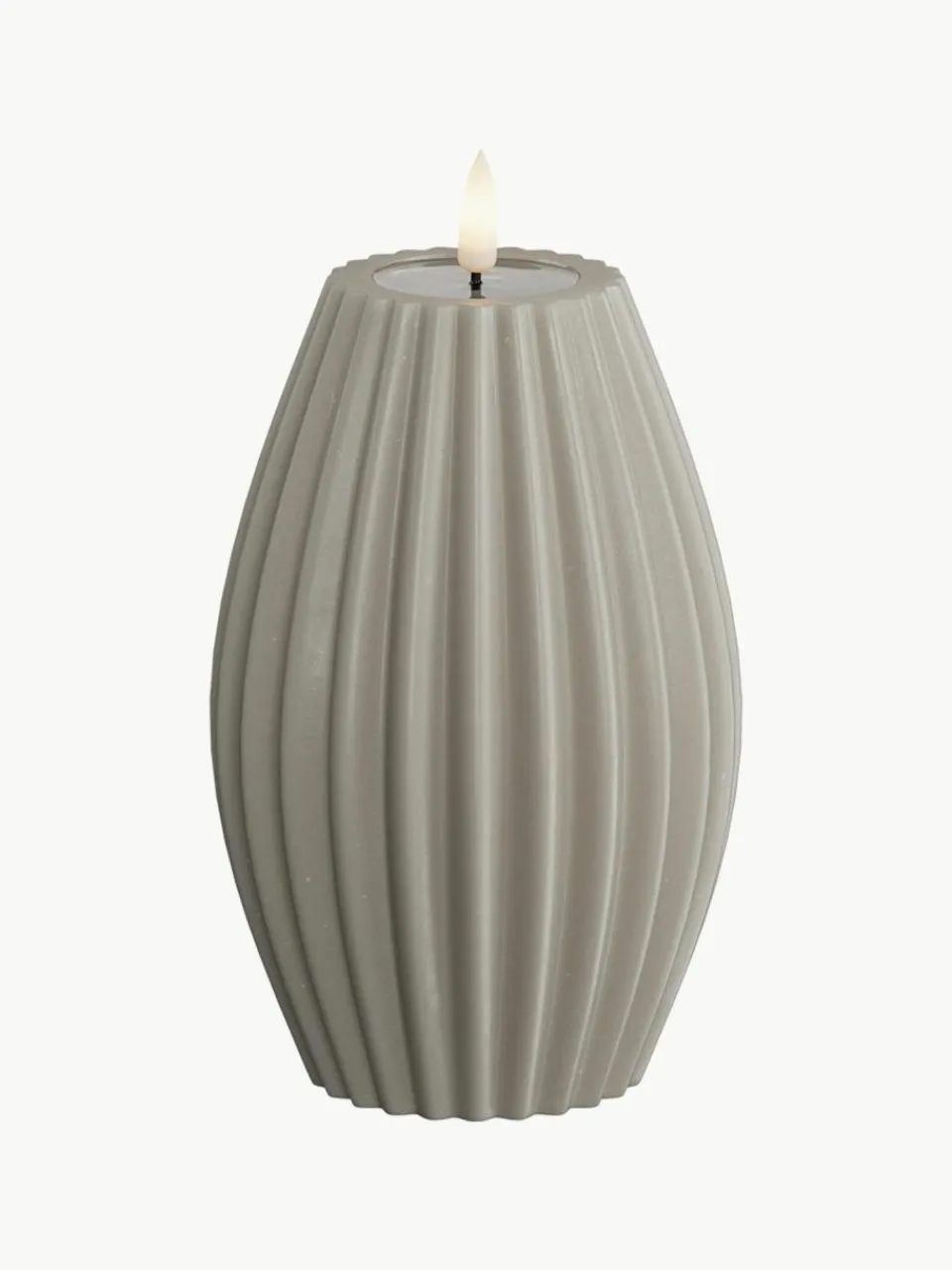 Deluxe Homeart Handgefertigte LED-Kerze Round Stripe, H 15 cm