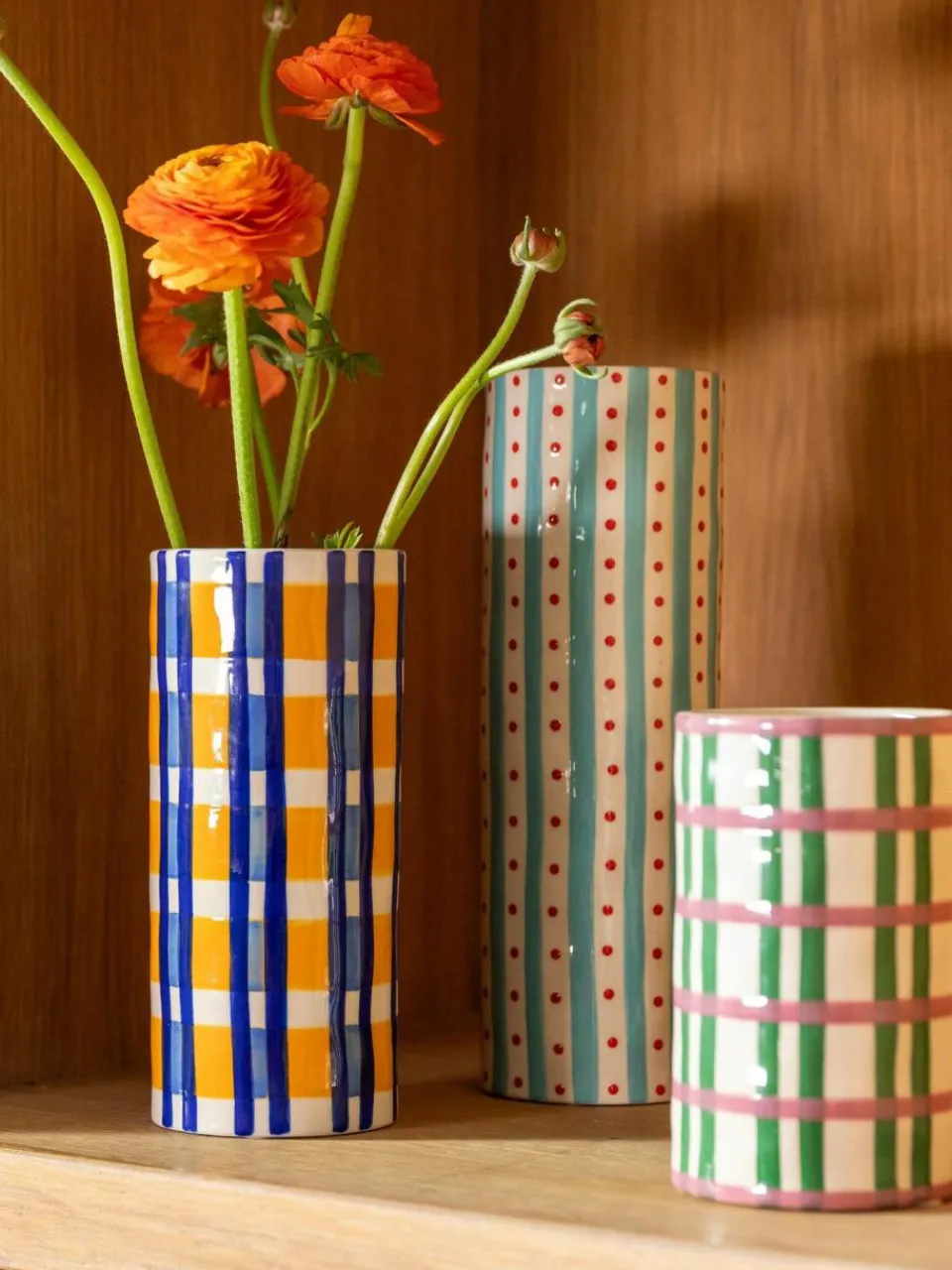 &k amsterdam Handgefertigte Porzellan-Vase Clash, H 13 cm